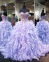 Shiny Lilac Quinceanera Dresses 2018 Sweetheart Sparkly Rhinestones Puffy Ruffles Ball Gown vestidos de quinceañera Sweet 15